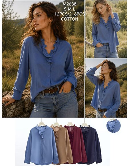 Blusa algodón con volante