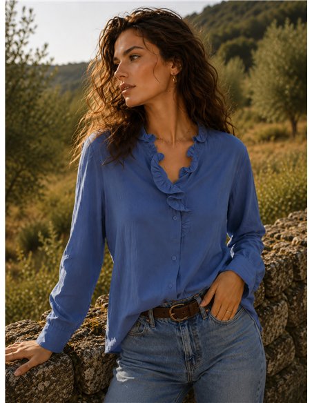 Blusa algodón con volante