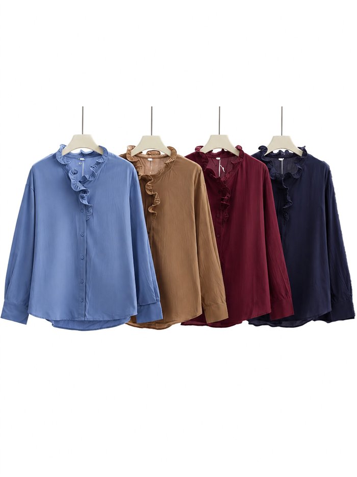 Blusa algodón con volante