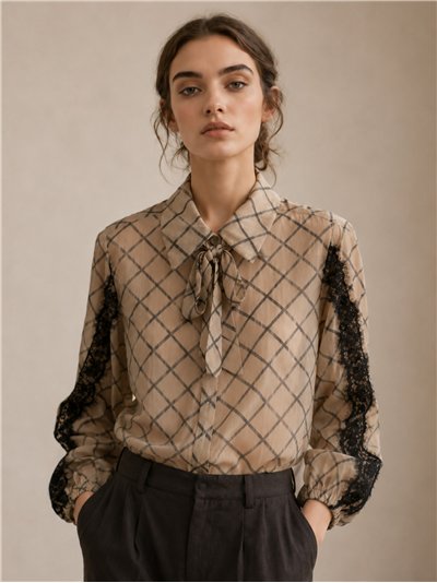 Camisa cuadros con encaje