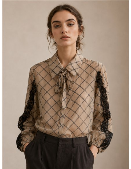 Camisa cuadros con encaje