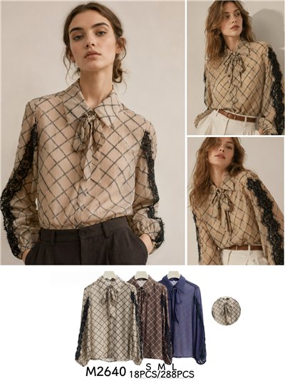 Camisa cuadros con encaje 2