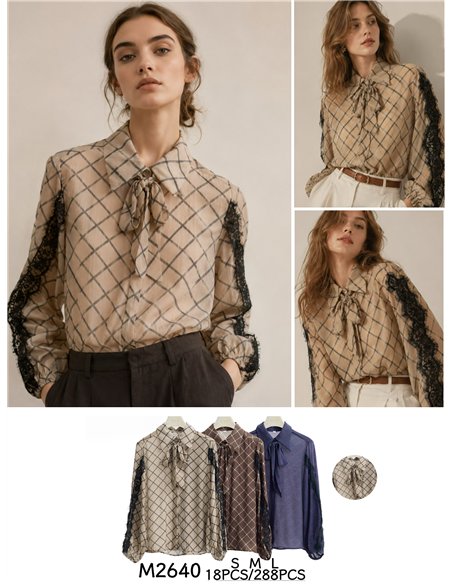 Camisa cuadros con encaje
