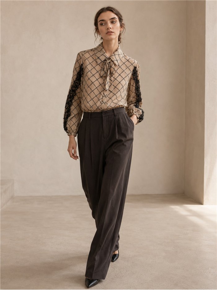 Camisa cuadros con encaje