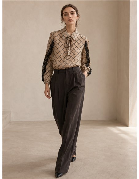 Camisa cuadros con encaje