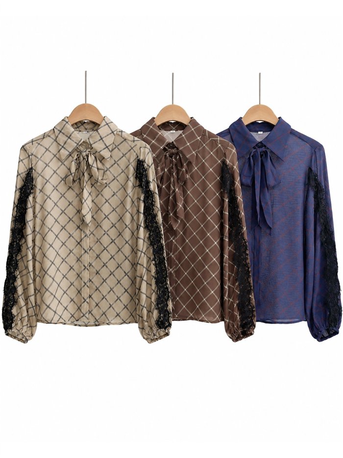Camisa cuadros con encaje