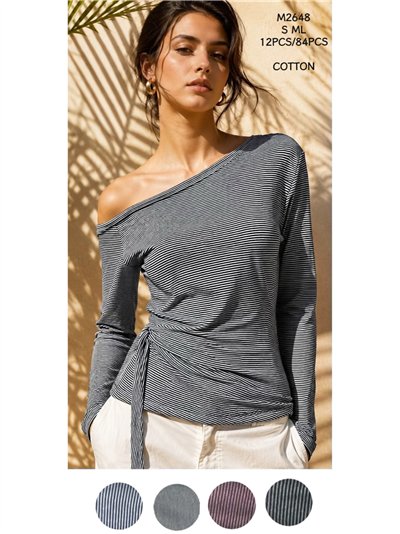 Camiseta rayas hombro descubierto 2