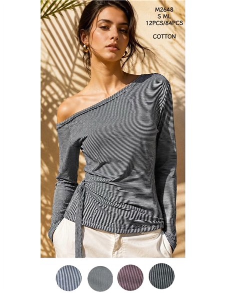 Camiseta rayas hombro descubierto