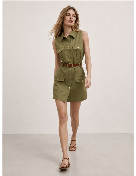 Vestido camisero safari con cinturón