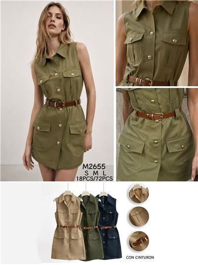Vestido camisero safari con cinturón 2