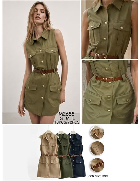 Vestido camisero safari con cinturón