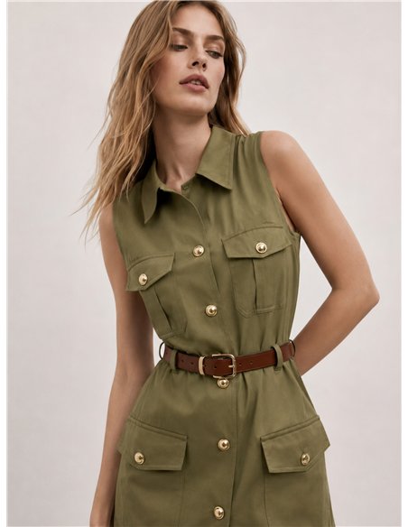 Vestido camisero safari con cinturón
