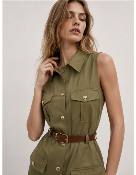 Vestido camisero safari con cinturón