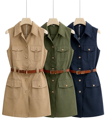 Vestido camisero safari con cinturón