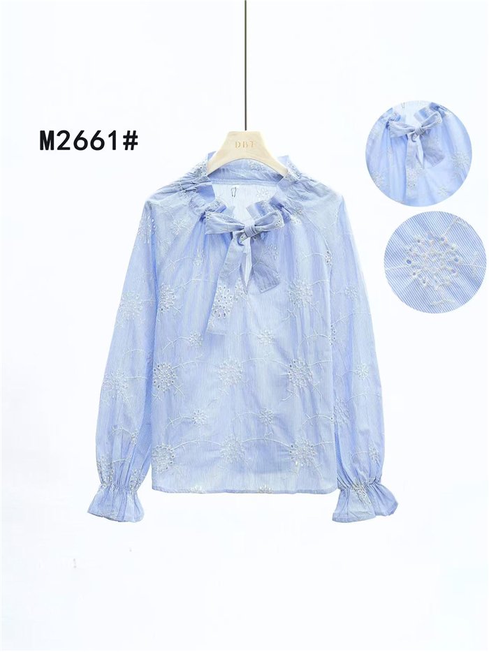 Blusa bordada con lazada