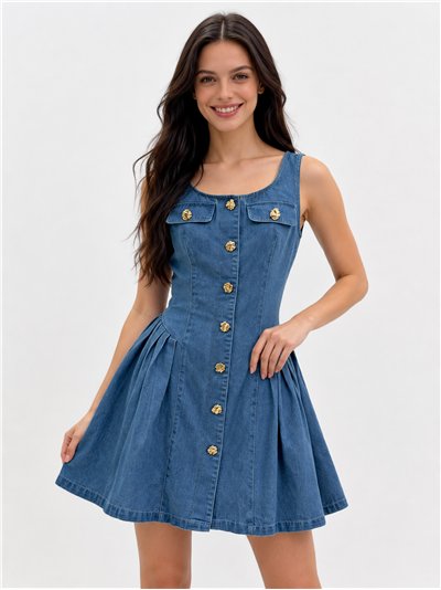Vestido denim botones dorados