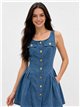Vestido denim botones dorados