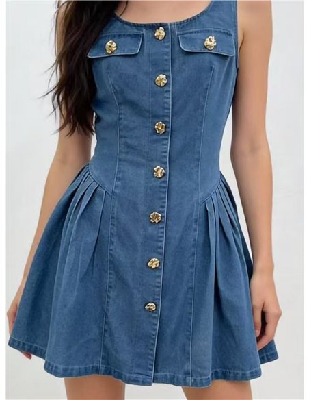 Vestido denim botones dorados