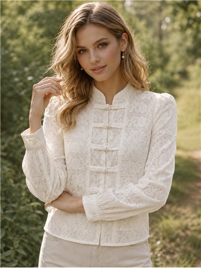 Chaqueta encaje con cuello mao