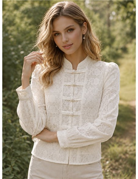 Chaqueta encaje con cuello mao