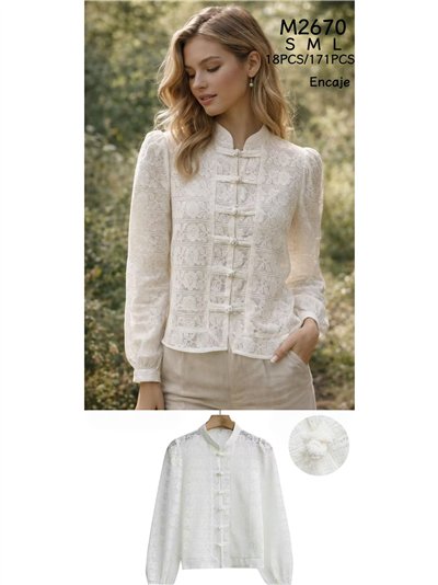 Chaqueta encaje con cuello mao 2