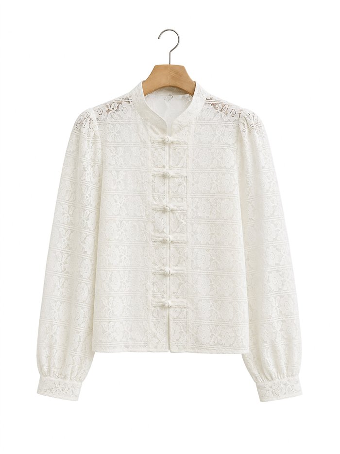 Chaqueta encaje con cuello mao