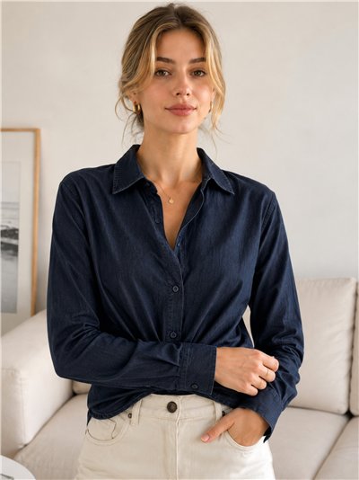 Camisa efecto denim con nudo delantero