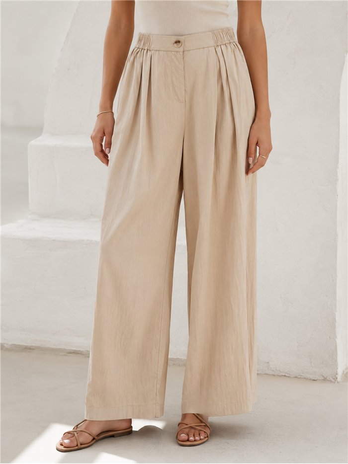 Pantalón wide-leg con cintura elástica