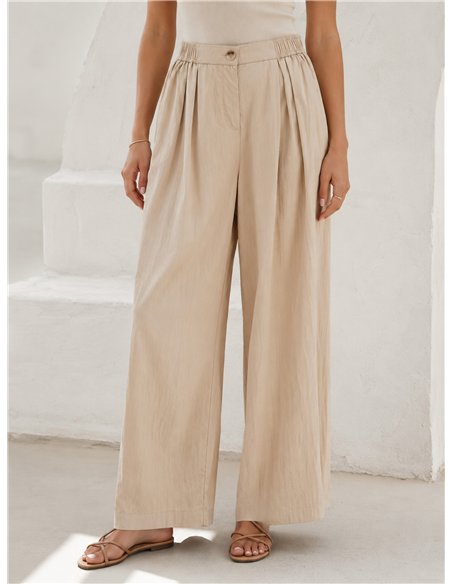 Pantalón wide-leg con cintura elástica