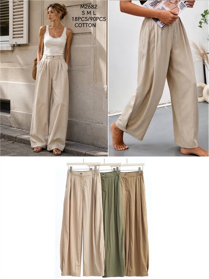 Pantalón wide-leg con cintura elástica