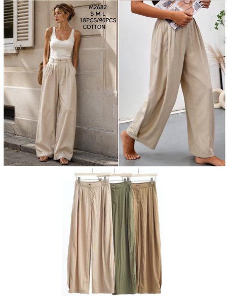 Pantalón wide-leg con cintura elástica