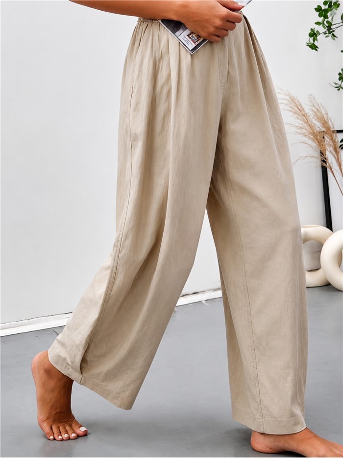 Pantalón wide-leg con cintura elástica