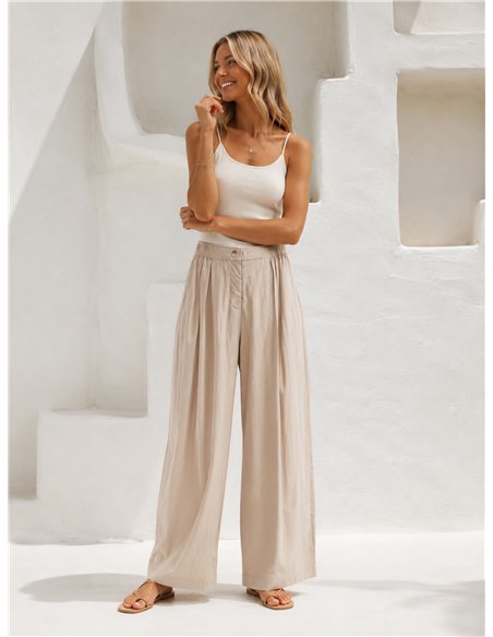 Pantalón wide-leg con cintura elástica