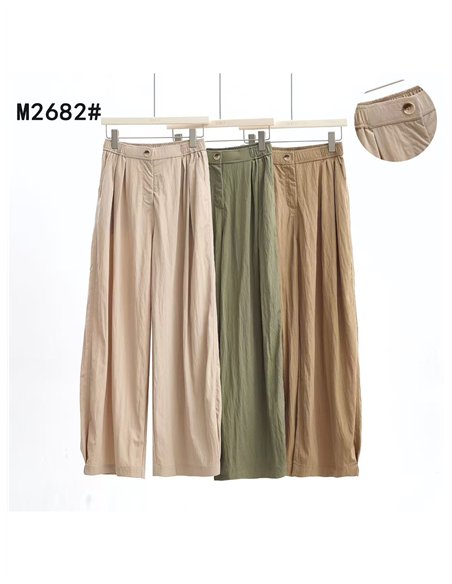 Pantalón wide-leg con cintura elástica