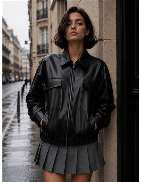 Faux leather zip jacket