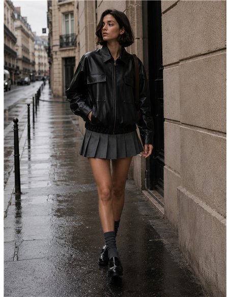 Faux leather zip jacket