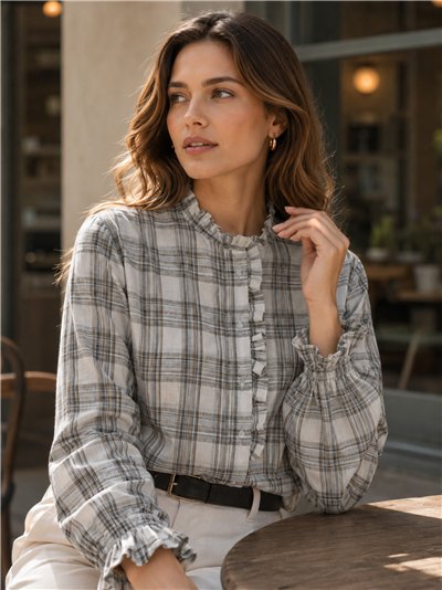 Camisa cuadros con volante