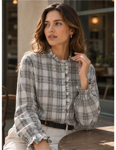 Camisa cuadros con volante