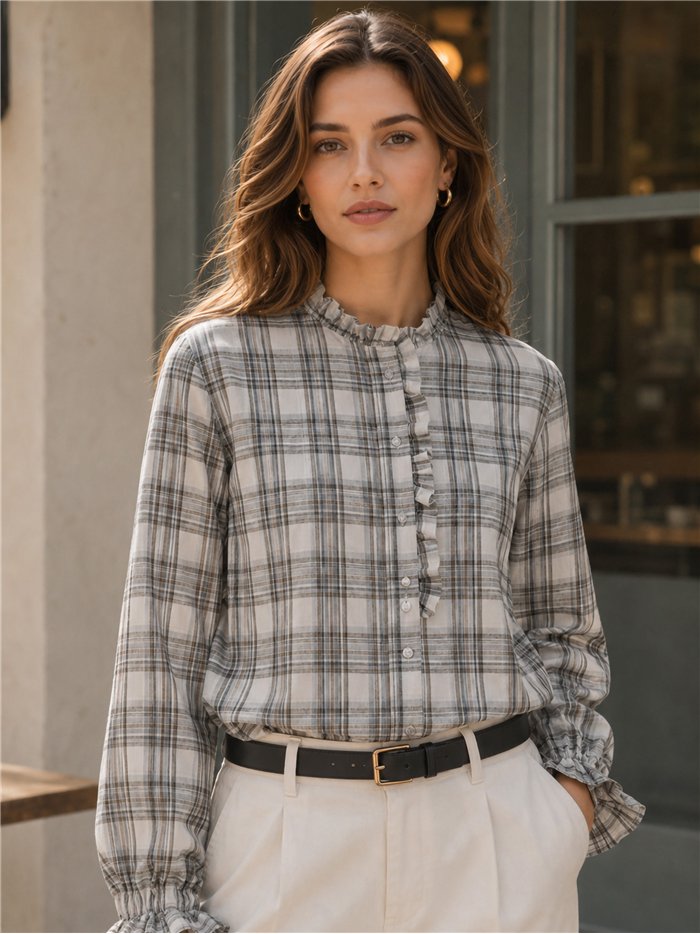 Camisa cuadros con volante