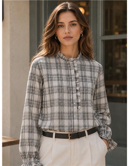 Camisa cuadros con volante