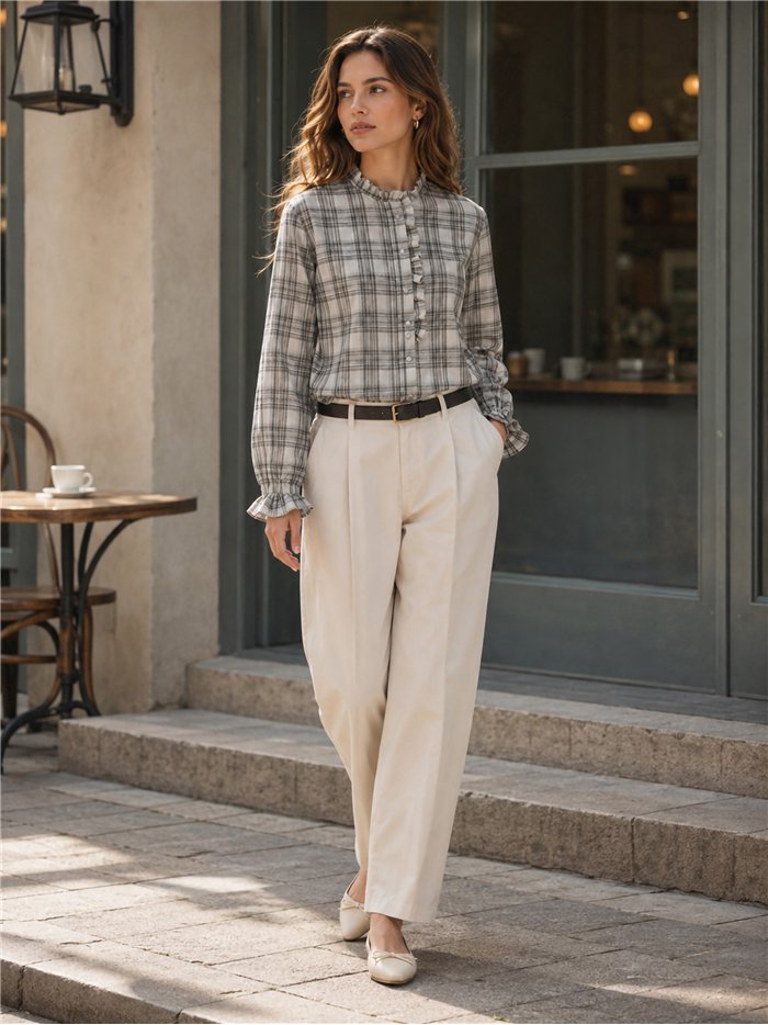 Camisa cuadros con volante