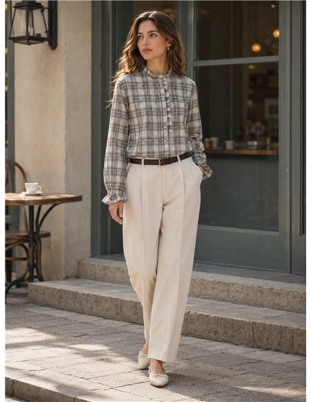 Camisa cuadros con volante