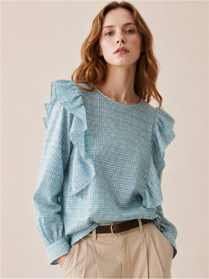 Blusa vichy con volantes
