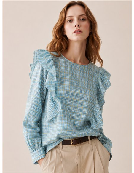 Blusa vichy con volantes