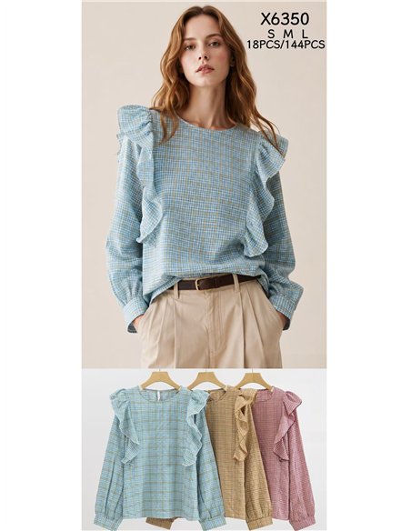 Blusa vichy con volantes