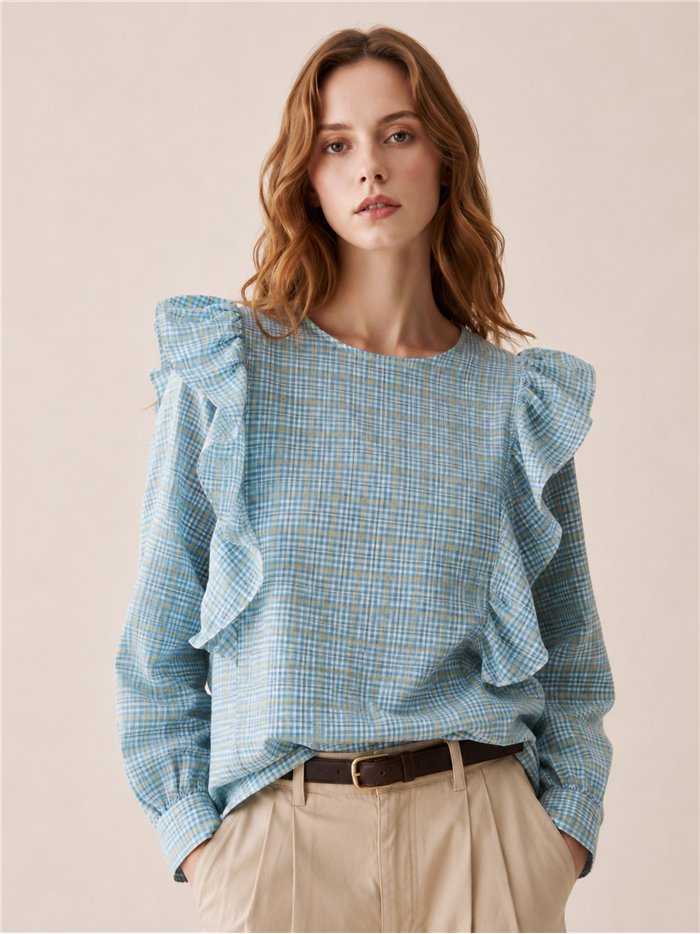 Blusa vichy con volantes