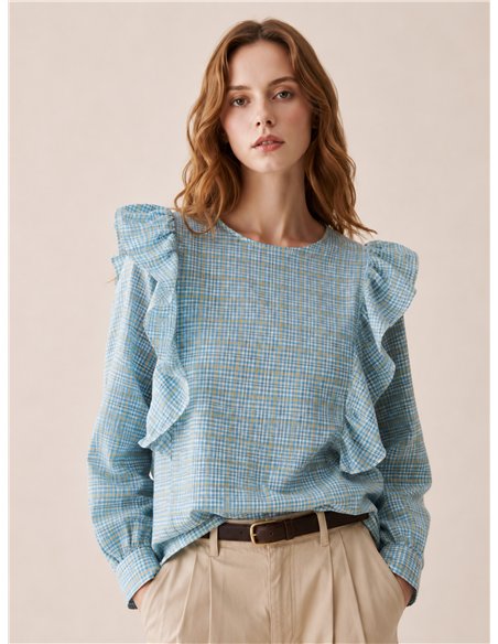 Blusa vichy con volantes