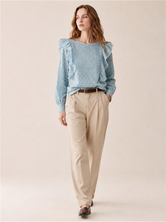 Blusa vichy con volantes