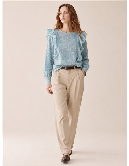 Blusa vichy con volantes