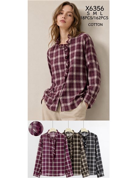 Camisa cuadros con puntilla